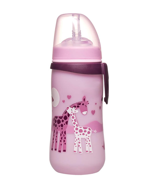 NIP Szívószálas pohár csepegésgátlóval 330 ml 12 hó+ ZSIRÁFOK
