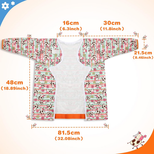 LENBEST Baby Bibs vízálló előke, ujjakkal ellátott kezeslábas, 6 hónapos kortól