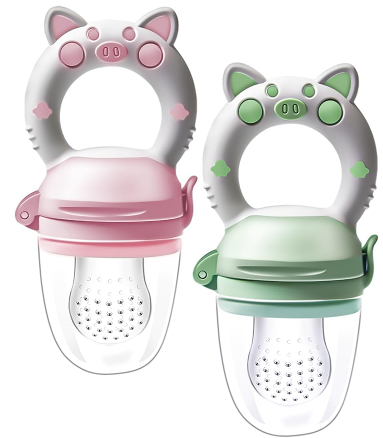 KAIYINGXIN anneau de dentition distributeur de fruits pour bébés 3-24 mois 2 pièces 2 embouts