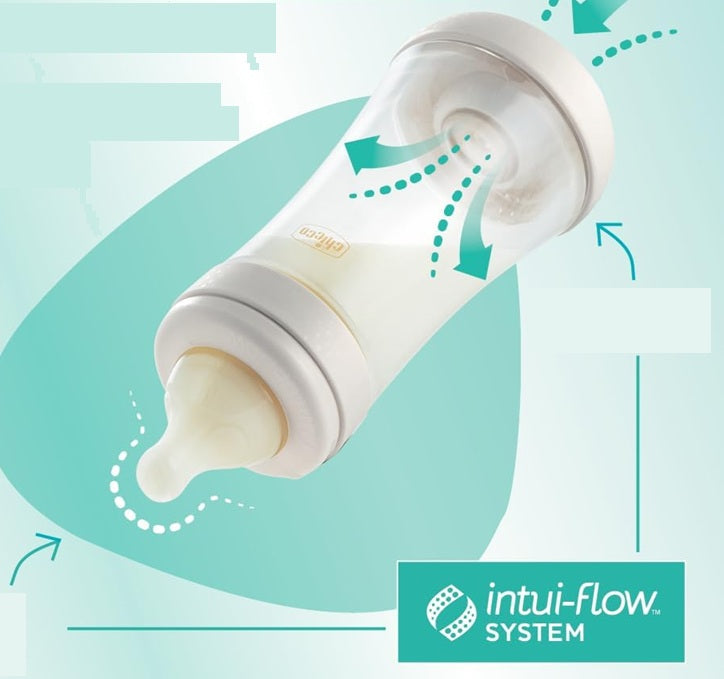 CHICCO Perfect 5 antikolikos cumisüveg 150 ml, 1-es fokozatú lassú áramlású cumi, 0+ hónapos kortól