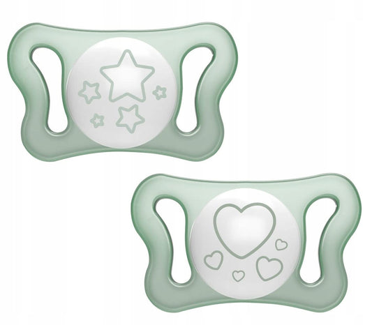 CHICCO MICRO PhysioForma smoczek x2 silikon 0-2m ŚWIECI