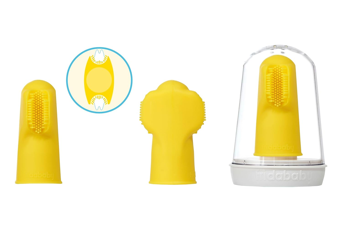 FRIDA BABY siliconen tandenborstel voor op de vinger + opbergdoosje