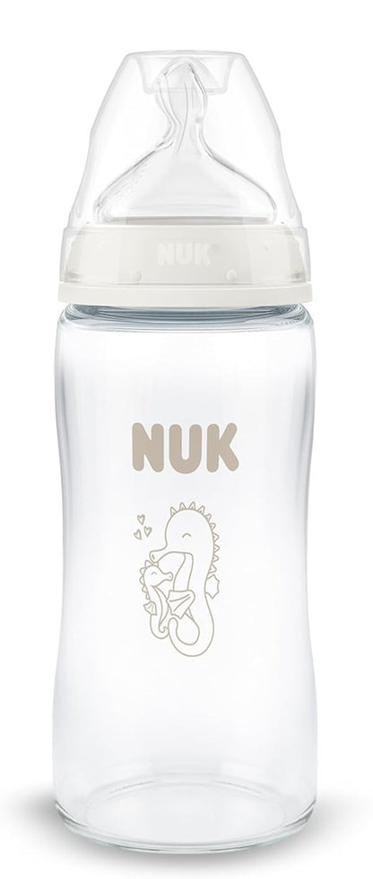 NUK First Choice üveg cumisüveg 240 ml-es M-es cumifejjel, 3 hónapos kortól – TENGERI CSIKÓ