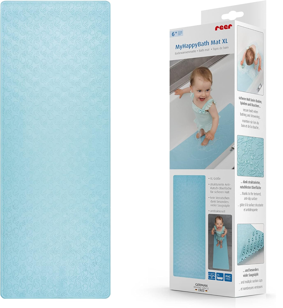 REER MyHappyBath XXL csúszásgátló fürdőszobaszőnyeg kádhoz és zuhanyzóhoz, 36x97 cm