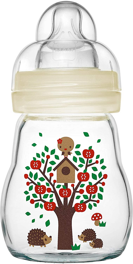 MAM Feel Good biberón de vidrio 170 ml 0 m+ tetina 1