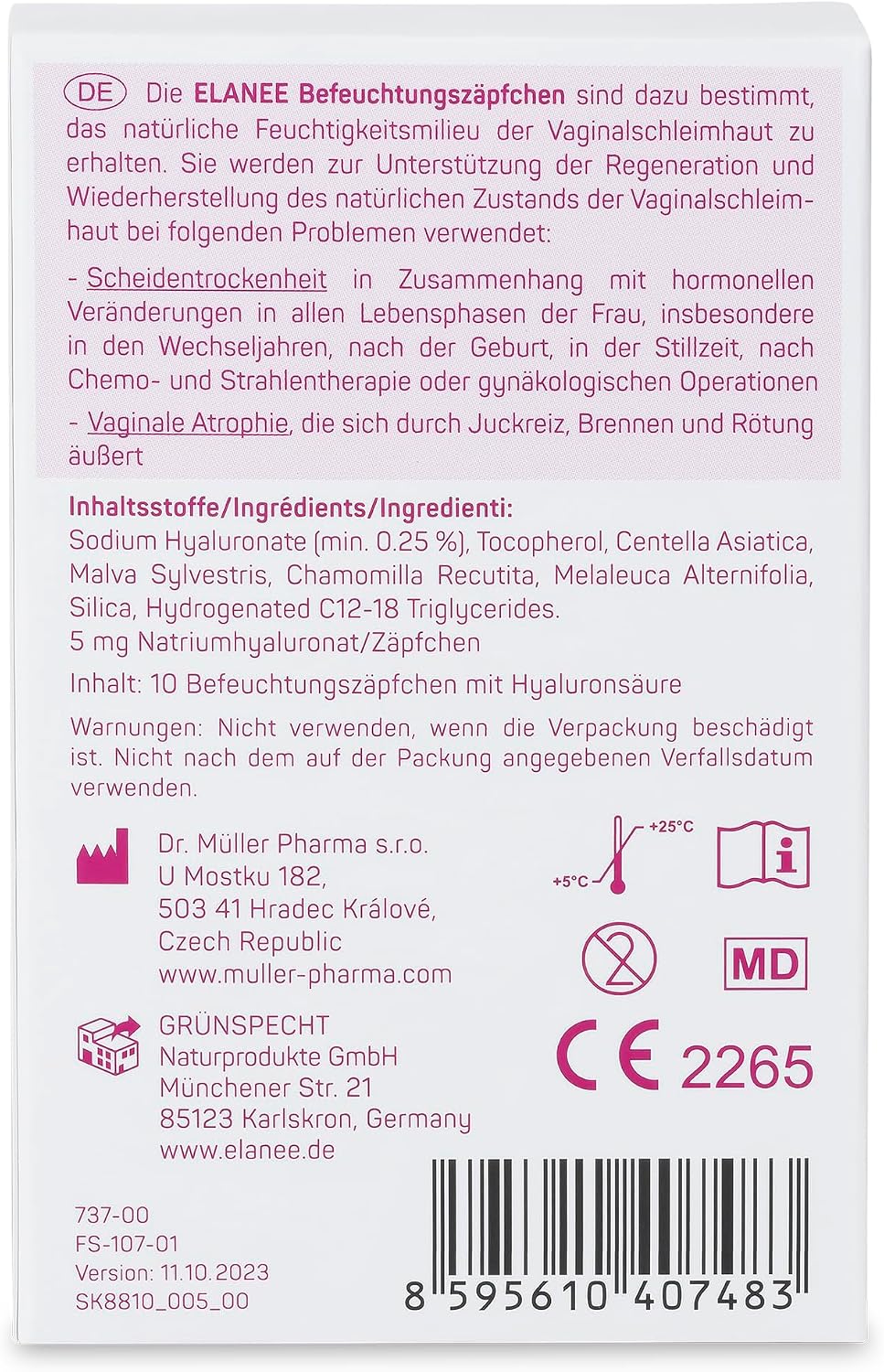 ELANEE hormone-free moisturizing vaginal globules x10