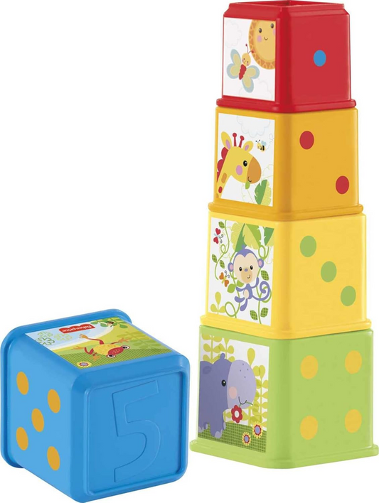 FISHER-PRICE Stack & Explore Blocks klocki o różnej wielkości 5 sztuk