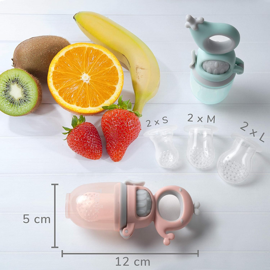 TABRIX bijtring fruitdispenser voor kinderen 3 m+ 2 stuks 6 mondstukken
