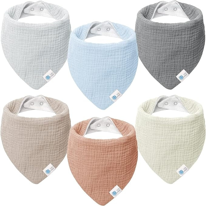 LULU MOON bavete tip bandană cu capse, 0–36 luni, x6