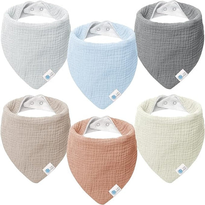 LULU MOON bavete tip bandană cu capse, 0–36 luni, x6
