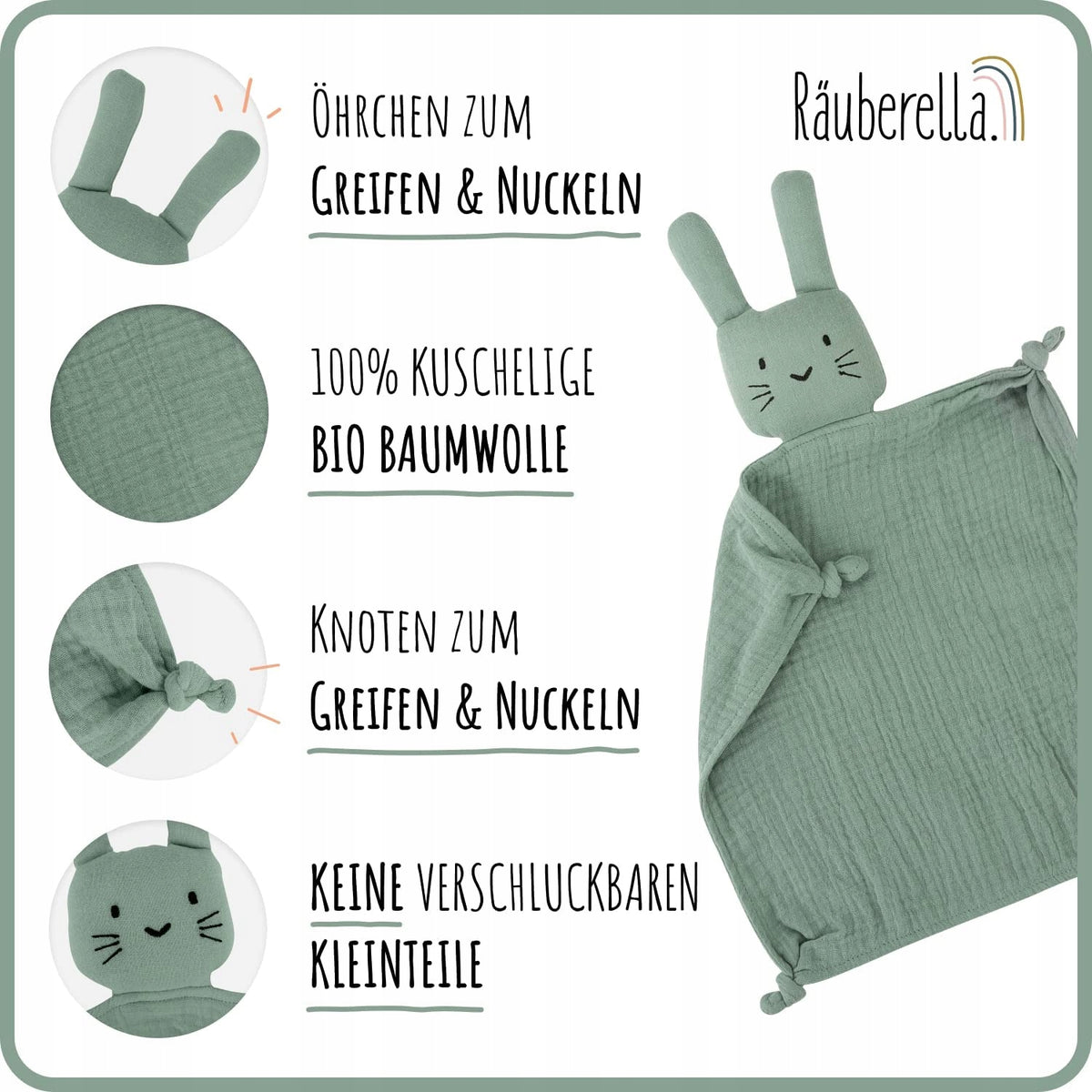 NUDU BABY set mussola COMFORTER bavaglino DENTARUOLO