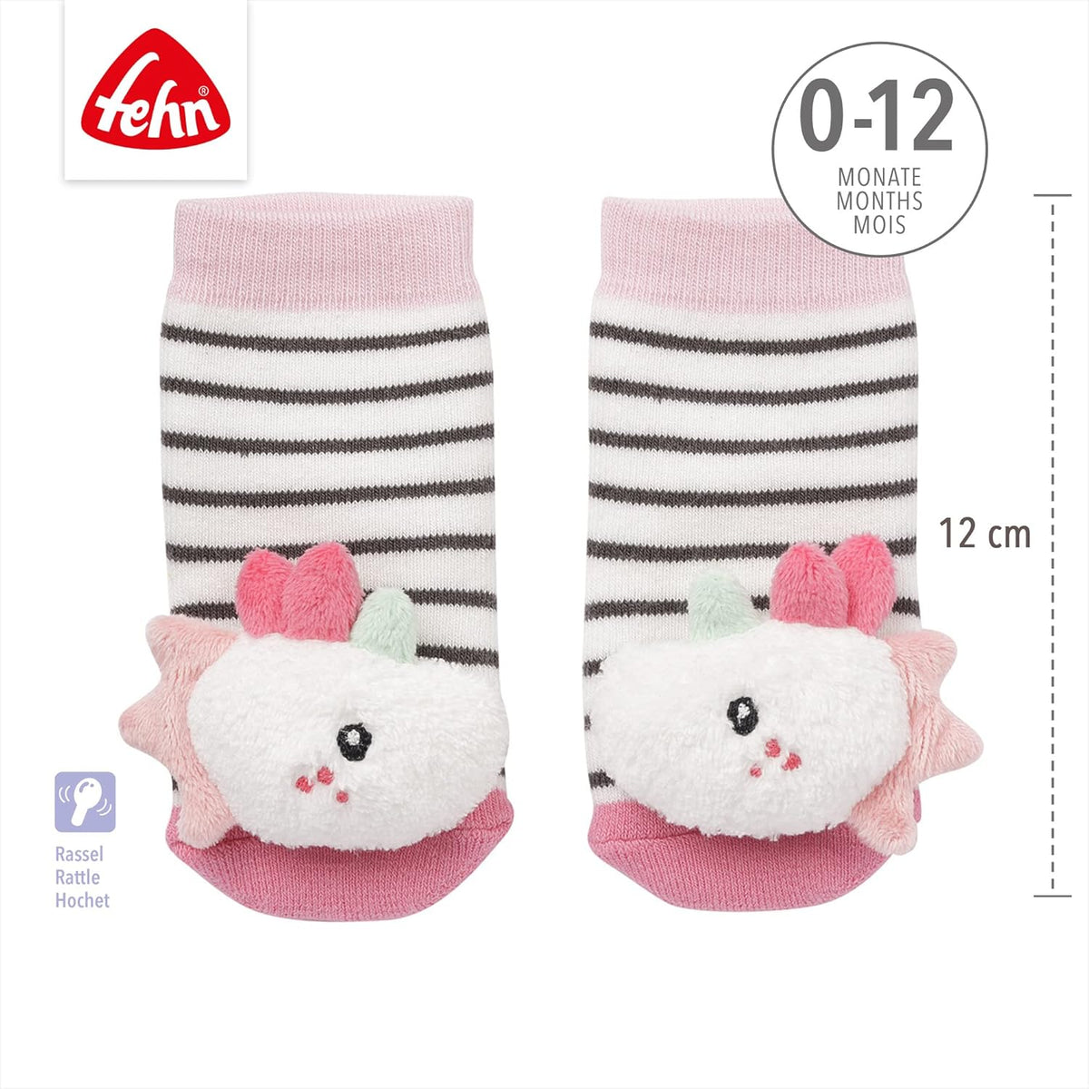 FEHN Aiko&Yuki csörgős babazokni 0-12 hónap