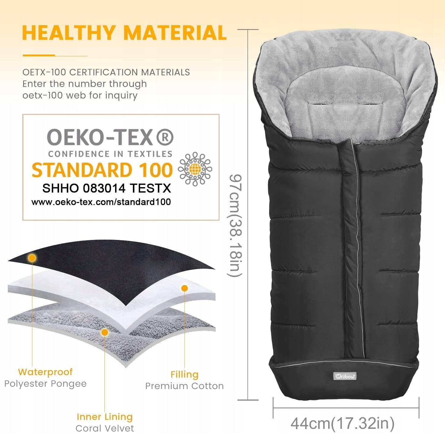 ORZBOW universal insulated stroller footmuff