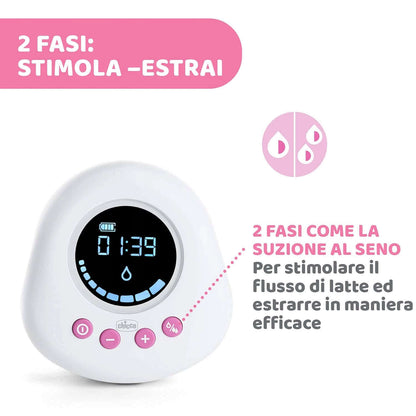 CHICCO Naturally laktator elektryczny różowy, dwufazowy, z wyświetlaczem i trybem stymulacji laktacji