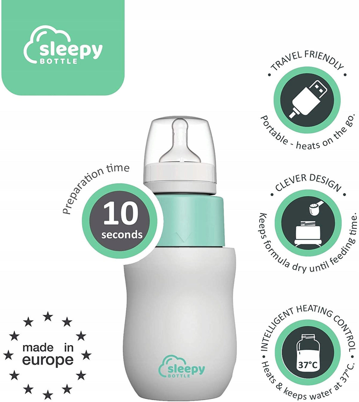 SLEEPY BOTTLE kezdőszett cumisüveg-melegítővel és cumisüveggel