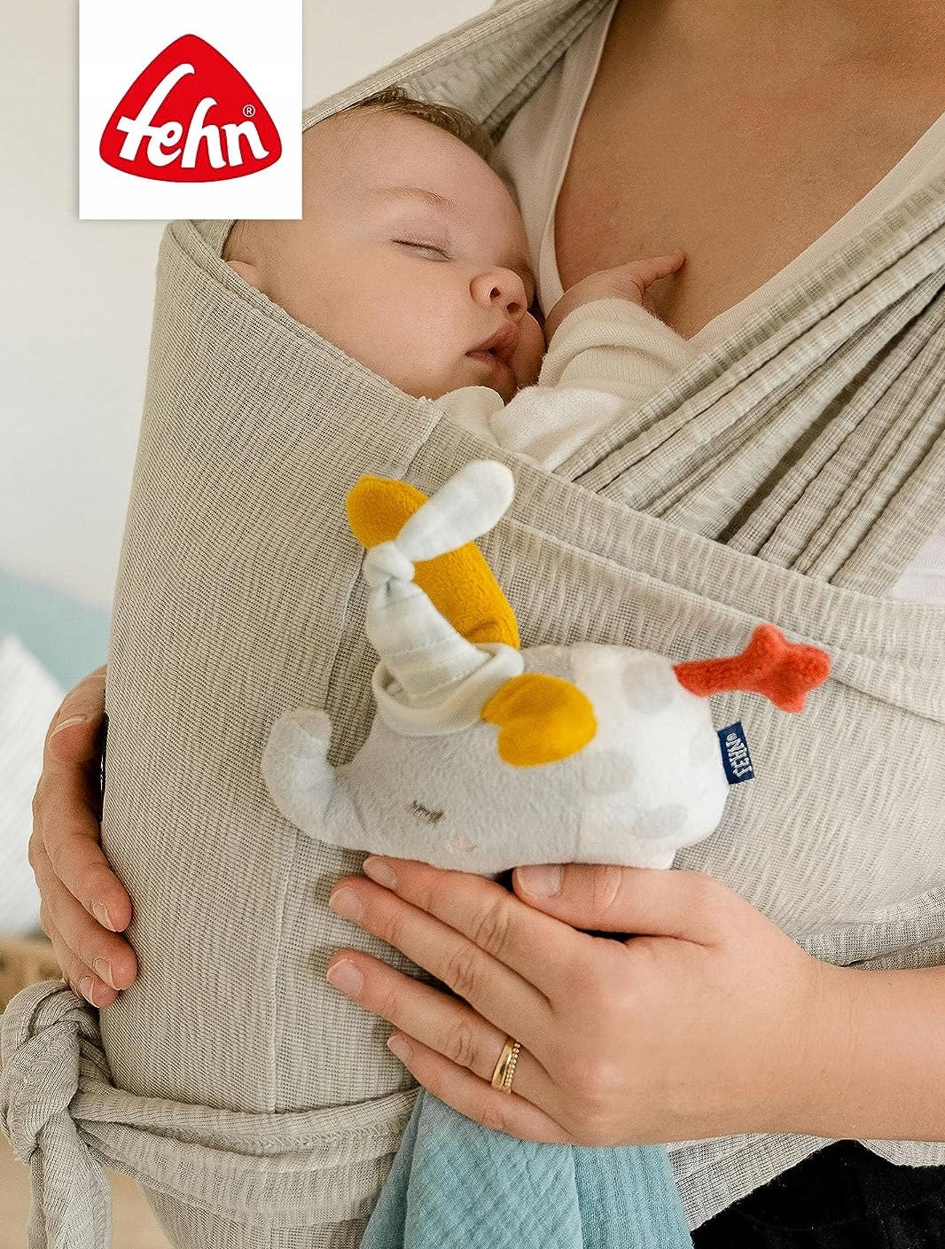 FEHN doudou avec attache-tétine ÉLÉPHANT 42 cm