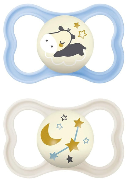 Glow in the dark for easier nighttime pacifier finding Soft silicone that is baby-friendly