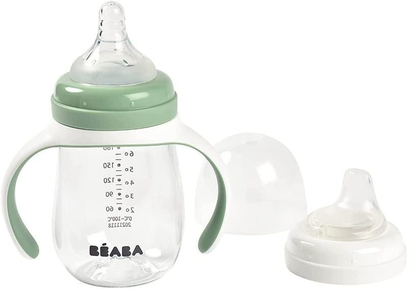 BEABA Training Bottle 2-in-1 sippy cup with two spouts, 210 ml, 4+ months