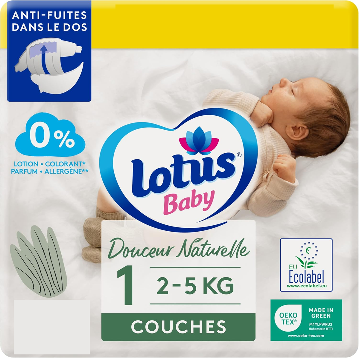 LOTUS BABY környezetbarát eldobható pelenkák, 1-es méret (2–5 kg) 20 db