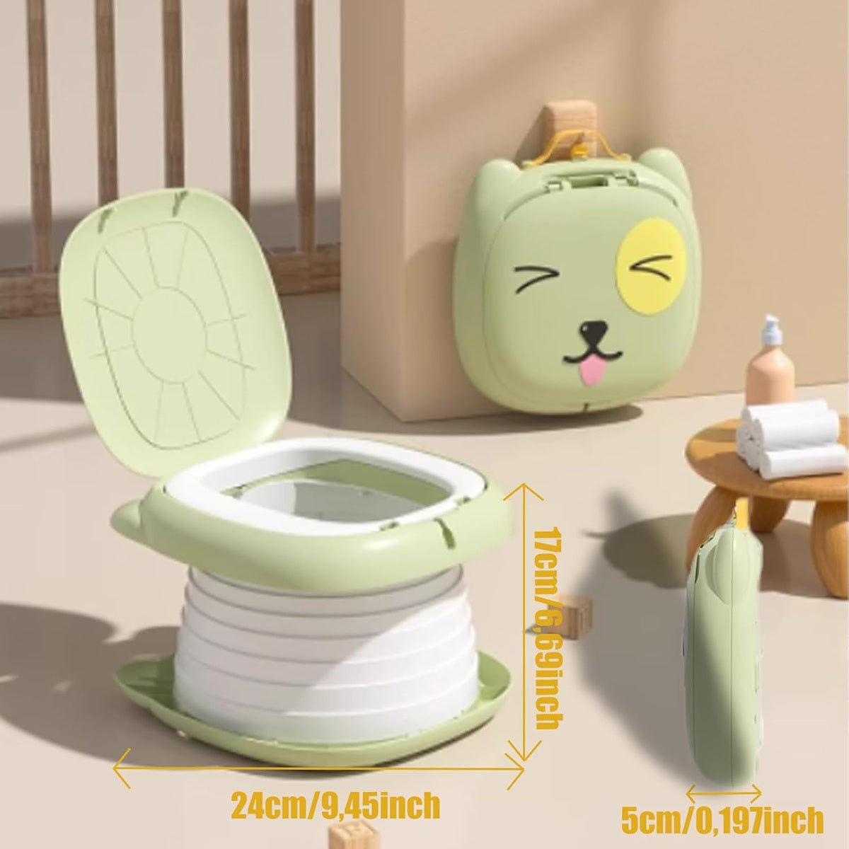 SOSINYA vasino pieghevole da viaggio toilette portatile + sacchetti e custodia