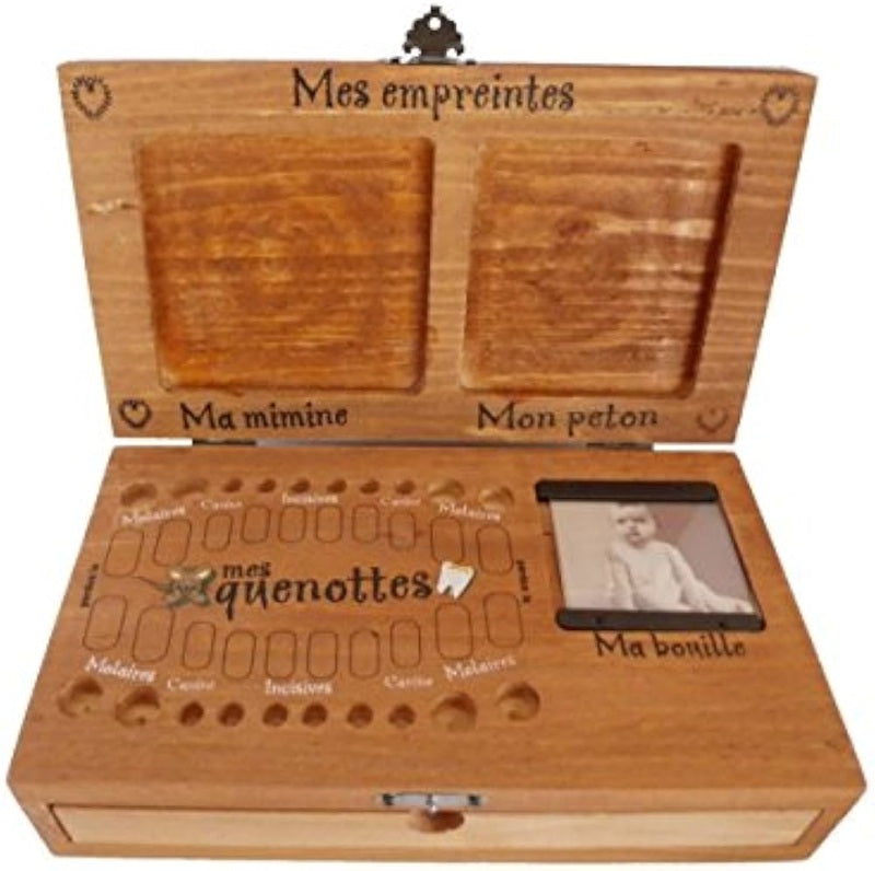 TOTTENZO wooden box for teeth, hair, photo, and fingerprints FRENCH LANGUAGE