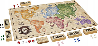 HASBRO Risk strategická hra, drevená hracia doska a figúrky, francúzska verzia