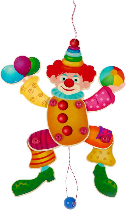 HESS giostrina in legno CLOWN con arti mobili 36 cm