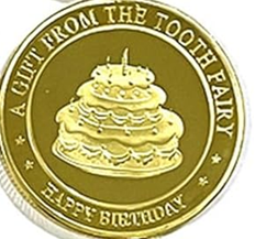 BRADOC Wróżka Zębuszka pozłacana metalowa moneta pod poduszkę 4 cm TORT