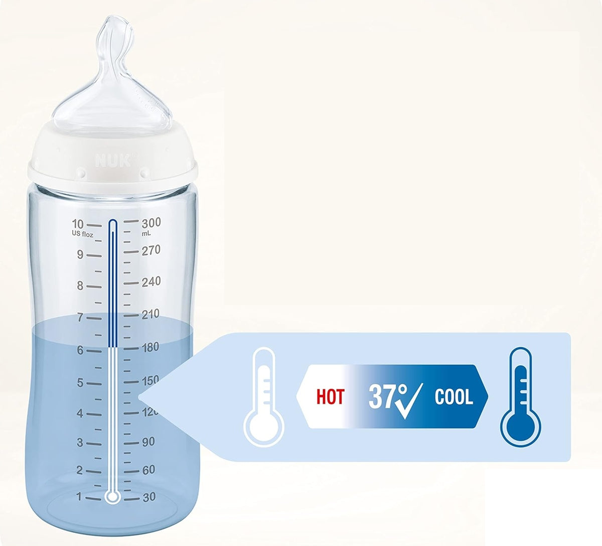 NUK First Choice+ Night 3 dbos világító cumisüveg szett 300 ml 6–18 hónap cumi M