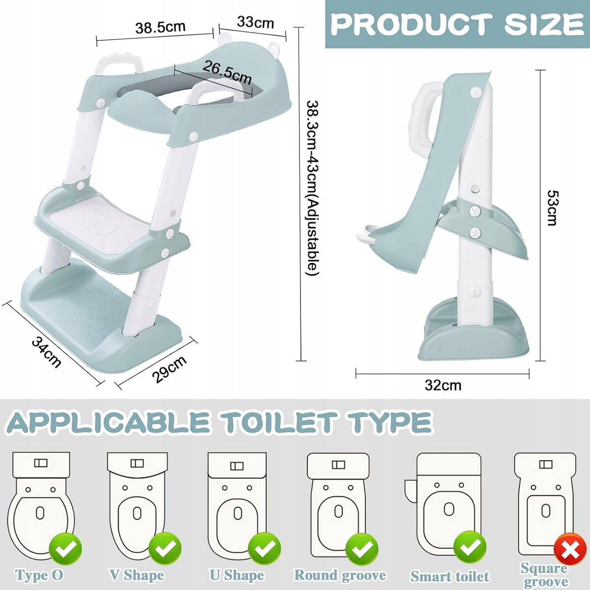 adaptador de inodoro con escalones para niños