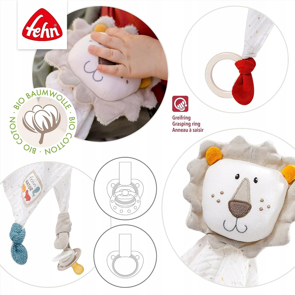 FEHN NATURE copertina coccola in cotone comforter 28 x 38 cm LEONE