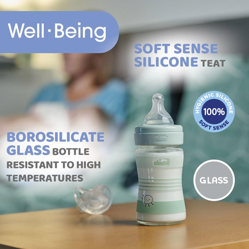 CHICCO butelka Well Being 0m+ 150ml SZKŁO