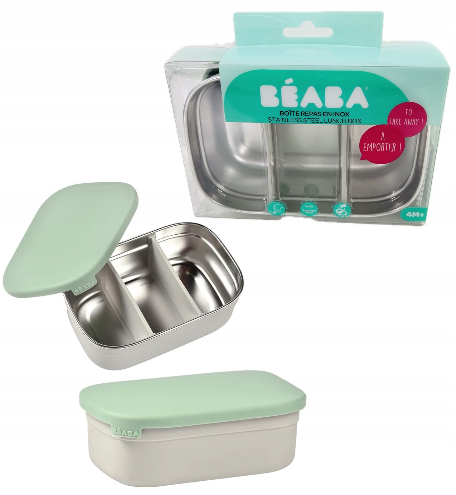 BEABA stainless steel lunchbox 760 ml with compartments