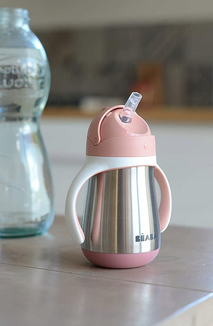 BEABA szivószálas, cseppmentes acél bögre 250 ml
