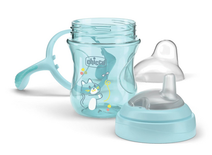 CHICCO Transition Cup cană anti-vărsare cu cioc și mânere, 200 ml, 4 luni+