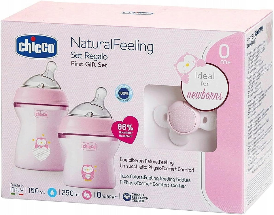 CHICCO set NaturalFeeling fles 150 250 ml + speen 0+