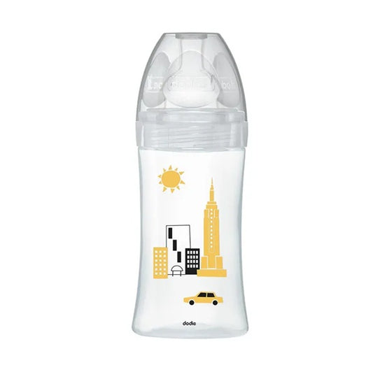 DODIE Sensation+ NEW YORK üveg cumisüveg 270 ml 0–6 hónap, 2-es közepes folyású cumival