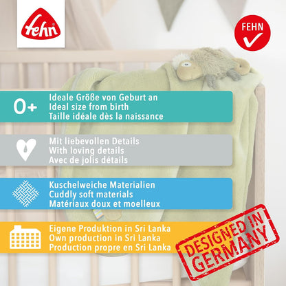 FEHN Mały Zamek koc dla niemowląt 75x100 cm z grzechotką