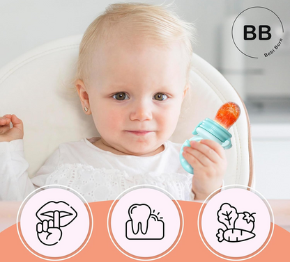 BEBI BORN Beißring Fruchtsauger für Babys 3-24m 3 Mundstücke