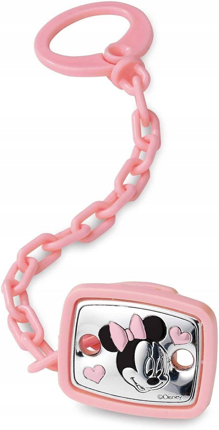 VALENTI DISNEY Minnie attache-tétine + chaîne avec revêtement PVD (argent)