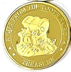 BRADOC Wróżka Zębuszka pozłacana metalowa moneta pod poduszkę 4 cm SKARB