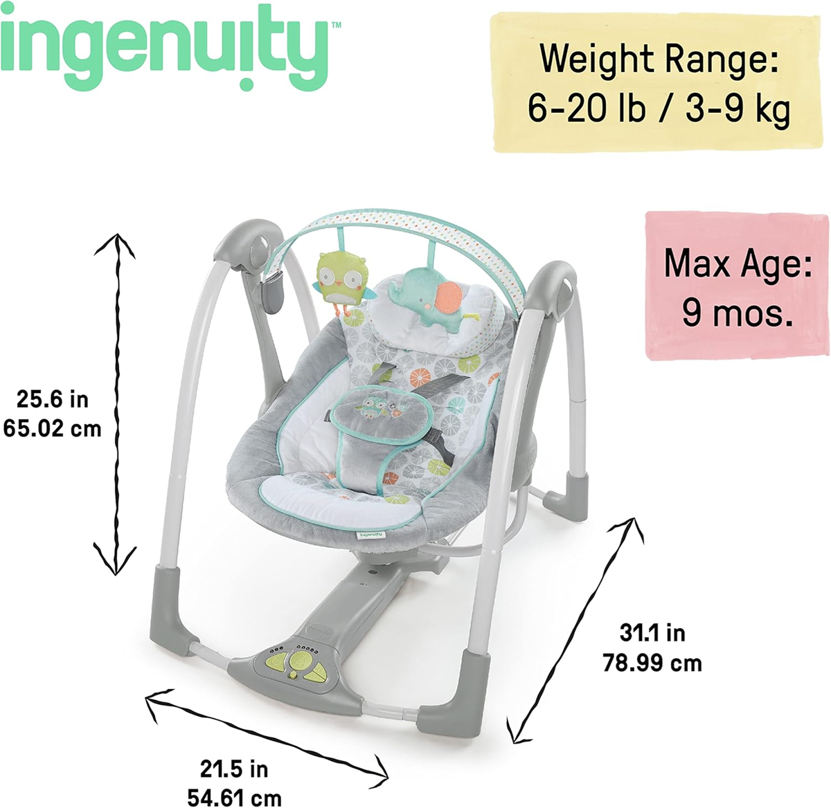 INGENUITY SWING'N GO hintaszék hinta hang + mozgás