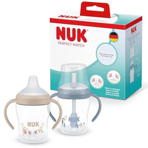NUK Perfect Match kubki ze słomką 2x150 ml 6+ zestaw treningowy z miękkimi uchwytami