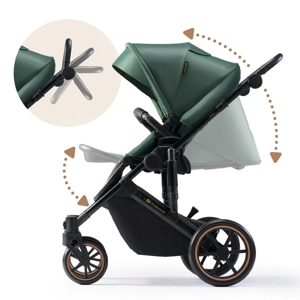 KINDERKRAFT PRIME2 PRO 3w1 wózek wielofunkcyjny do 22kg + fotelik MINK PRO – SHADOW GREY – zdjęcie 7