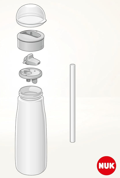 NUK Mini-Me Flip stalowa butelka ze słomką i ustnikiem 500 ml 12 m+
