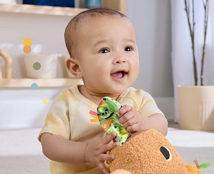 FISHER-PRICE capybara sensorielle en peluche avec anneau de dentition et hochet 23,5 cm