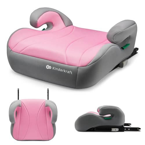 Kinderkraft I-BOOST podstawka samochodowa 135-150 cm, różowo-szary fotelik podwyższający dla dziecka