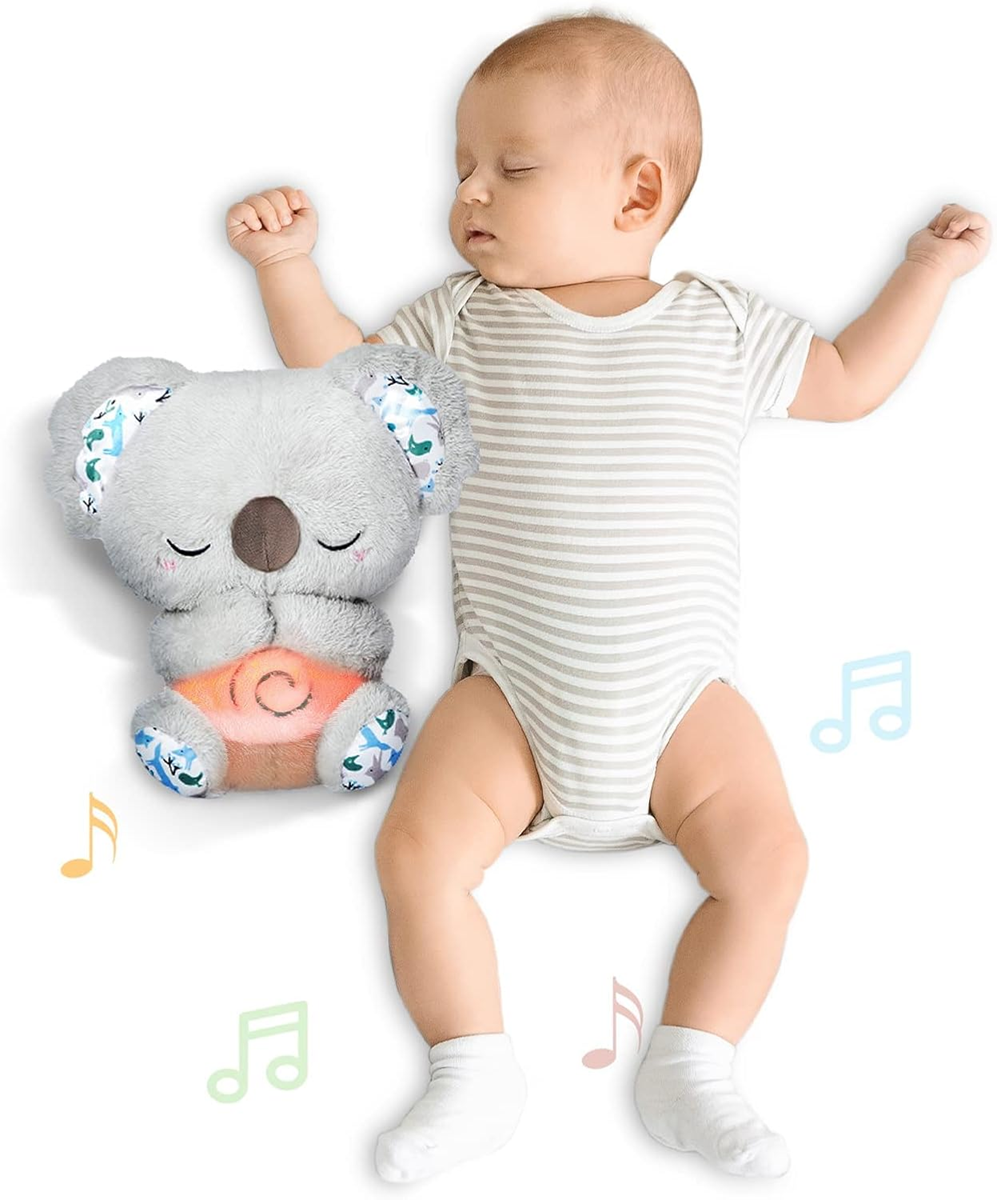 AUBY śpiący MIŚ KOALA ruszający się brzuszek, kołysanki, światełko 25 cm