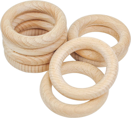 RUBY Handmade handgefertigte Beißringe aus Holz 7 cm 8 Stück