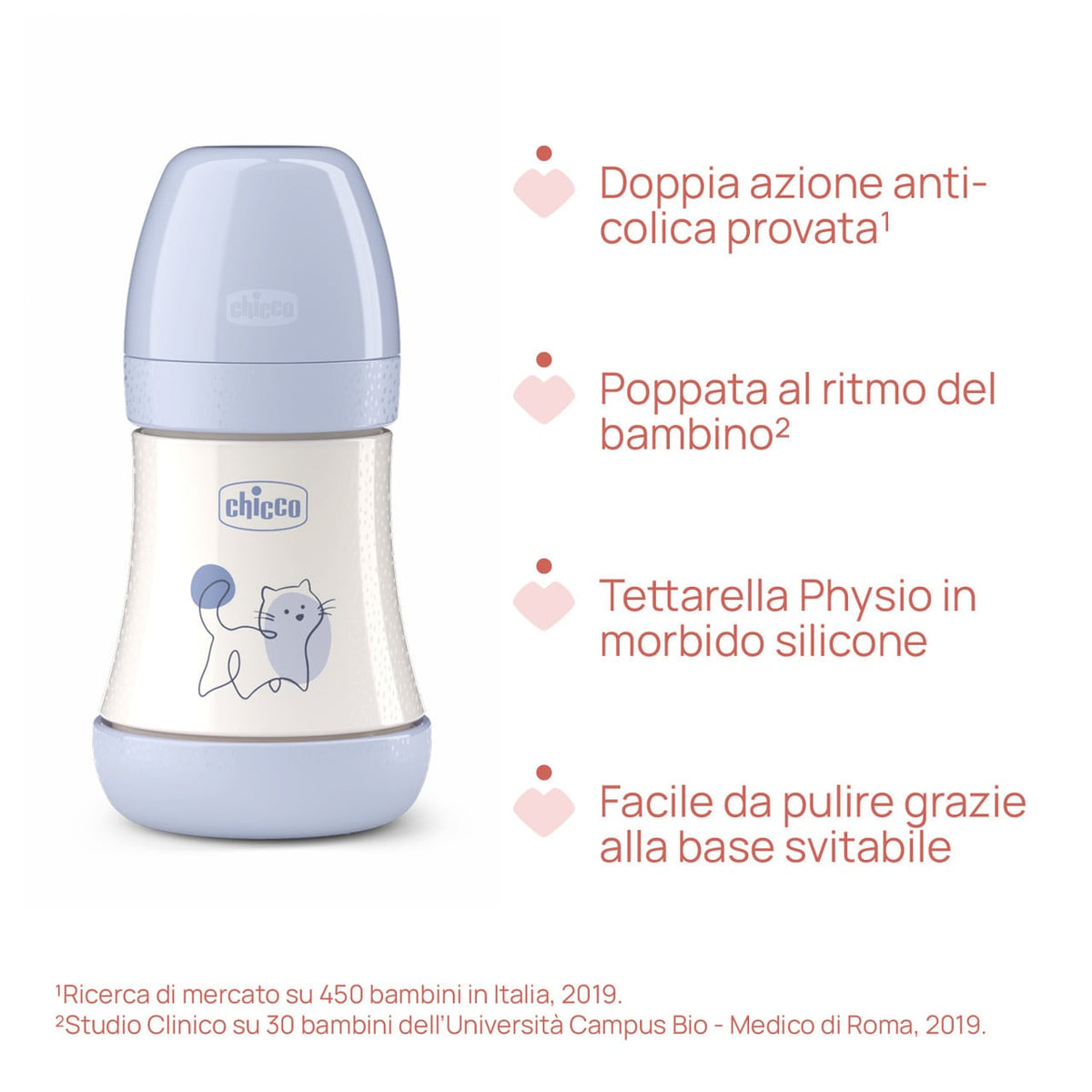 Chicco Perfect5 cumisüveg, 150 ml, lassú folyású, kék, 0m
